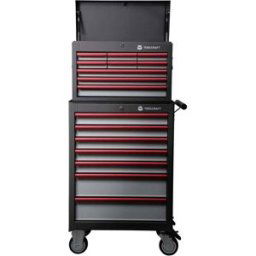 TOOLCRAFT 888574 Ensemble chariot Toolcraft 307 + caisse à outils Toolcraft 309 Dimensions:(l x H x P) 681 x 1434 x 459 mm Chariot à outils : 5 tiroirs dune
