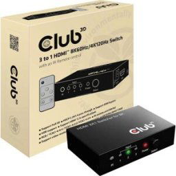 Club 3D HDMI Switchbox 3 ports Switch HDMI avec télécommande 7680 x 4320 pixels