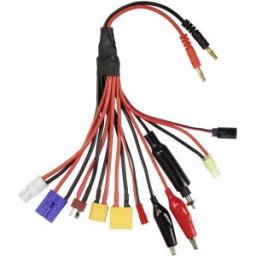 VOLTCRAFT Câble de charge [1x EC5 mâle, Tamiya mâle, XT90 mâle, XT60 mâle, Mini Tamiya mâle, T mâle, pince crocodile, JR mâle, JST mâle, Glow mâle - 2x banane