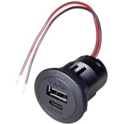 ProCar Power USB-C/A double prise PD/QC sans LED Charge de courant max=2.2 A 12 - 24 V/DC