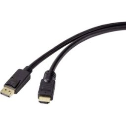 Câble adaptateur Renkforce DisplayPort / HDMI Fiche mâle DisplayPort, Fiche mâle HDMI-A 10.00 m noir RF-4581870 Câble DisplayPort