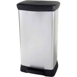 Curver Deco bin metalics 254620 Poubelle 46 l (l x H x P) 407 x 749 x 307 mm argent, noir 1 pc(s)