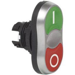 BACO BAL61QA21 L61QA21 Bouton-poussoir à double touche collerette plastique, chromé vert, rouge 1 pc(s)