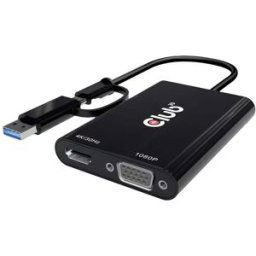 Club 3D USB 3.0 Adaptateur [1x USB-A, USB-C® - 1x HDMI femelle, VGA femelle] Adapter USB Typ C/A - HDMI / VGA