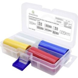 Quadrios 1905CA057 Gaine thermorétractable pour batteries sans colle transparent, bleu, jaune, rouge 36 mm 19 mm Taux de retreint:2:1 4 parties