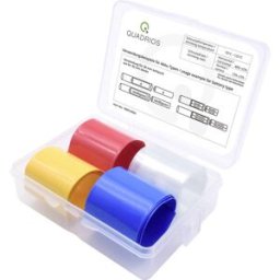 Quadrios 1905CA056 Gaine thermorétractable pour batteries sans colle transparent, bleu, jaune, rouge 19 mm 10 mm Taux de retreint:2:1 4 parties