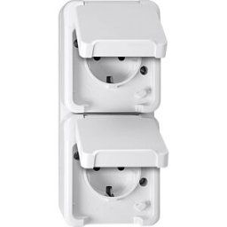 Prise 2P+T avec clapet Merten 4074949 AQUASTAR blanc polaire