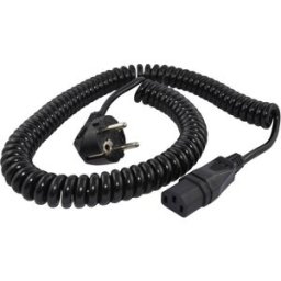 HAWA R6504 appareils IEC Câble de raccordement noir 3.8 m câble spiralé