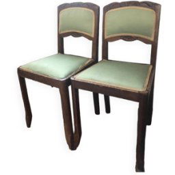 Paire de chaises Art Deco vert 43x39x81