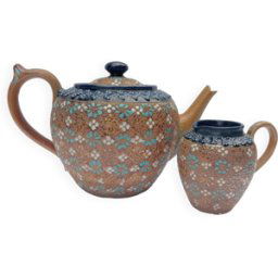 ART Théière et crémier Doulton Slater's bleu 23x10x15