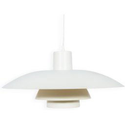 Lampe à Suspension PH4 Mid-Century par Poul Henningsen pour Louis Poulsen, Danemark, 1960s blanc 40x40x17