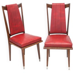 Paire de chaises Art Déco rouges, 1950 rouge 40x50x100