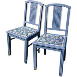 Paire de chaises art déco bleu 43x40x90