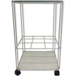 Table d'appoint de bar Max Sauze par 'Isocele' 1970 argent 51x31x31