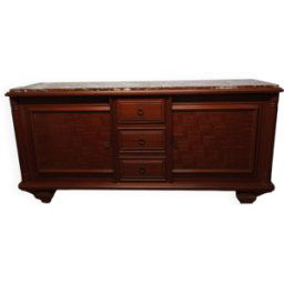 Ancien buffet enfilade art déco marron 219x54x104