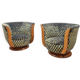Fauteuils Tulipe Art Déco Hôtel 'Le Malandre' modèle Depose multicolore 71x65x61