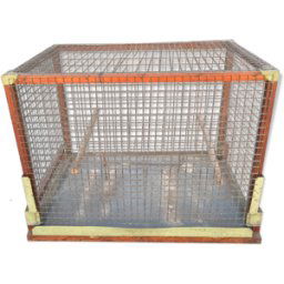 Cage à oiseaux art populaire ancien rouge 43x30x34