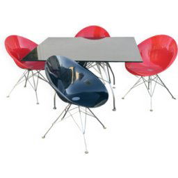 Table à manger brillante Kartell avec 4 chaises Eros multicolore 130x130x72