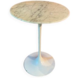Table d'appoint Knoll International plateau en véritable marbre blanc 40x40x53