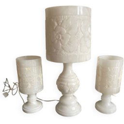 Trio de lampes beige 18x18x58