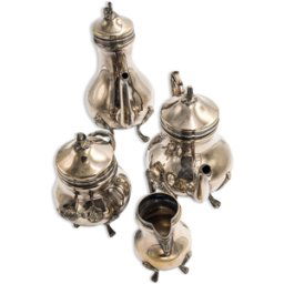 ART Service 4 pièces en métal argenté, style louis XV argent 24x24x28
