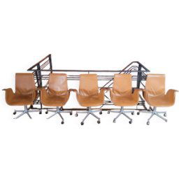 5 chaises tulipes des designers Preben Fabricius & Jørgen Kastholm pour Kill International, 1960 bois 70x64x88