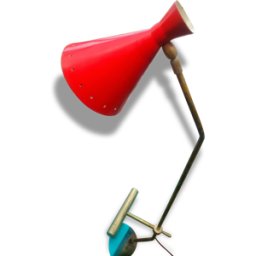 Lampe de bureau à contrepoids dans le style des créations italiennes des années 50 rouge