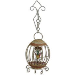 Applique cage à oiseaux vintage blanc 26x21x50