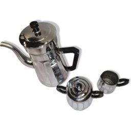 ART Cafetière , sucrier et pot à lait en fer argent 24x10x28