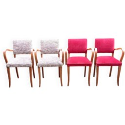 Fauteuils de bridge en tissu art déco années 1950 et vintage bois 52x50x80