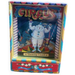 Boîte à musique vintage Circus Clown multicolore 7x7x21