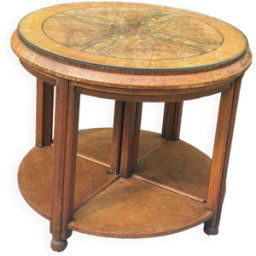 Table gigogne art déco bois 80x80x65