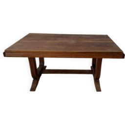 Table bureau extensible Art Déco 1930 marron 88x150x75