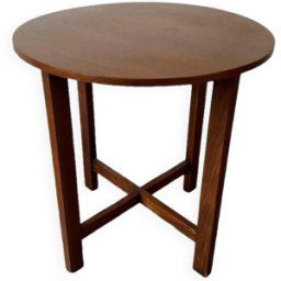 Table d'appoint ronde vintage 1930 Art Déco marron 58x58x60