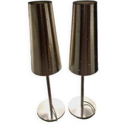 Paire de lampes vintage Ikea modèle Tallvik par Anne Nilsson gris 0x0x0