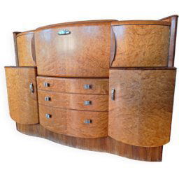 Meuble bar Art Déco bois 138x48x95