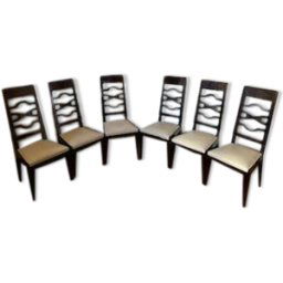 6 chaises Italiennes Art déco marron 49x58x114