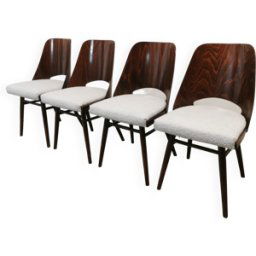 Chaises de salle à manger par Radomir Hoffman pour ton, années 1950, Set de 4 marron 42x50x80