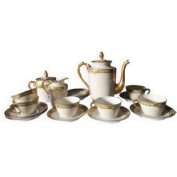 ART Service À Thé Porcelaine Limoges France Chabrol et Poirier Siglé blanc 0x0x0