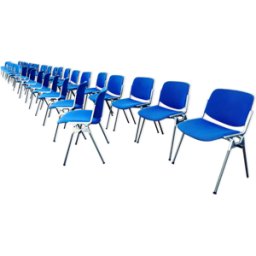 Série de 40 chaises de G. Piretti pour Castelli Anonima Castelli, Italie, années 1970 bleu 51x56x77