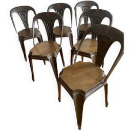 Chaises de bistrot Joseph Mathieu pour Multipl's noir 40x25x80