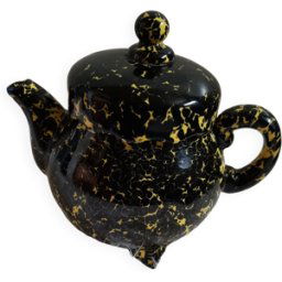 ART Théière moucheté noire et jaune noir 18x11x16