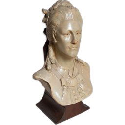 ART Buste de femme "l'élégante"XIXème en plâtre peint signé sur son socle en bois massif beige 26x18x42