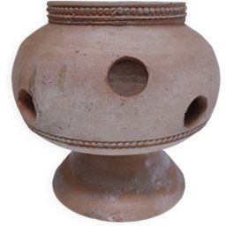Pot à bulbes terre cuite vintage bois 17x17x15