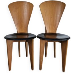 Paire de chaises design postmoderne italiens Calligaris marron 42x49x90