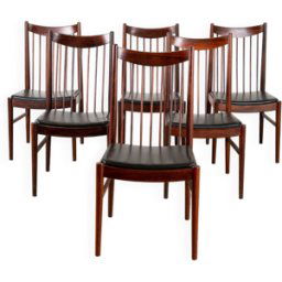 6 chaises en palissandre, Arne Vodder, Sibast furniture, Danemark marron 48x50x73