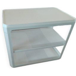 Chariot de bar blanc vintage par Alberto Rosselli pour Kartell, 1970 Italie blanc 68x44x62
