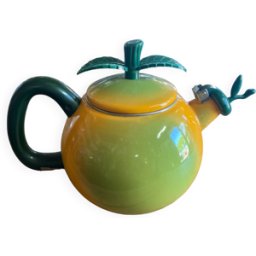 ART Bouilloire émaillée vintage en forme de pomme orange 18x32x19