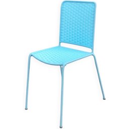 Chaise tissée (intérieur - extérieur) : salle à manger, bistrot, bureau, jardin bleu 38x42x90