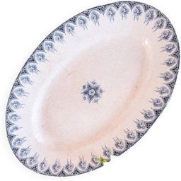 ART Plat terre de fer oval bleu 22x0x33